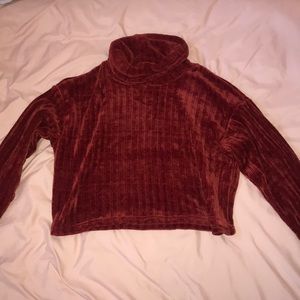Cute & Cozy Cropped Red Velvet Sweater